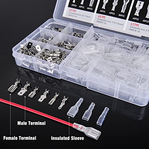 Nilight 480PCS Insulated Male Female Spade Terminals Quick Splice Assortment Tin Plated Open Barrel Copper Crimp Wire Connectors for 22-14 ga Electrical Wiring Car Audio Speaker - Image 4