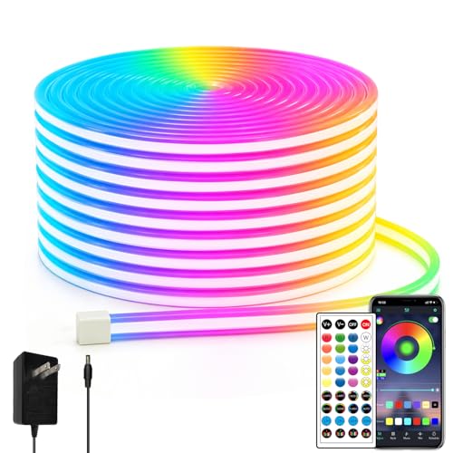 Image of segrass 66ft RGB LED neon Rope Lights LED neon Strip Lights Waterproof Flexible Neon LED Strip Lights,Led Lights for Bedroom