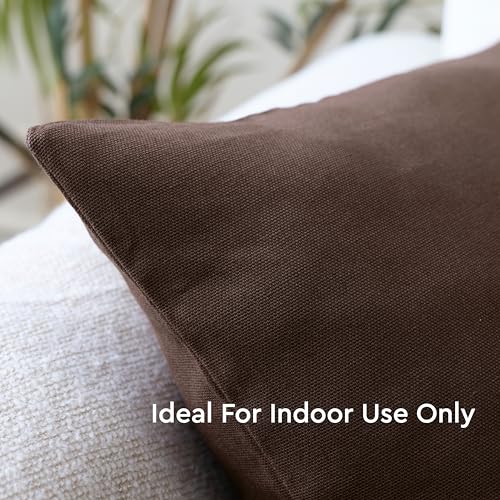 Image of Encasa XO Throw Pillow Covers 22x22 in Set of 2 Dark Taupe | No Inserts | Cotton Pillow Covers for Living Room, Bed, Sofa, Couch | Decorative Cushion Covers with Improved Zipper