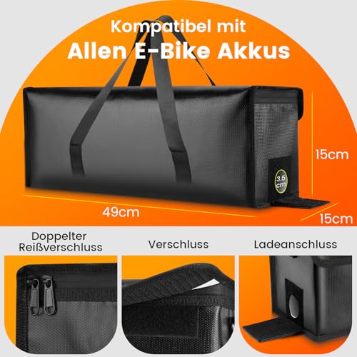 GUOOTU 2 Stück E-Bike Akkutaschen, Feuerfest bis 2300 °C, Wasserdicht, Explosionsgeschützt, 6 Lagen...