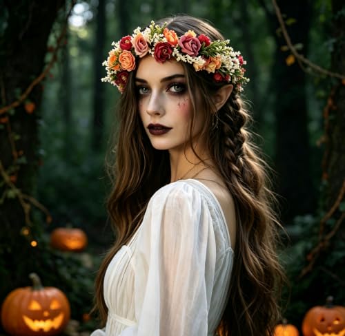 Image of Vivivalue Handmade Adjustable Flower Wreath Headband Halo Floral Crown Garland Headpiece Wedding Festival Party