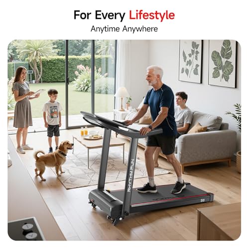 Image of RHYTHM FUN 8.0 MPH Treadmills for Home, Running Walking Pad Treadmill with Incline up to 8%, Foldable Treadmill with Handle Bar, Low Noise Walking Pad for 300 lbs