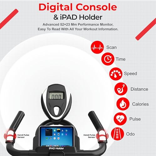 Image of Sparnod Fitness SSB-08N Spin Bike for Home Use 8 kg Flywheel, Digital Display Console, Heart Rate Sensor, Fully Adjustable Seat & Handlebar, Silent Belt Drive, Carbon Steel Frame, Max User Weight 130kg