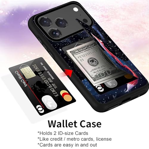 wiaekosef for iPhone 17 Pro Max Case,Wallet Case Credit Card Holder Dual Layer Hybrid Shockproof PC + TPU Case Cover for iPhone 17 Pro Max 6.9" 2025,Fox Moon Starry Sky - image 2