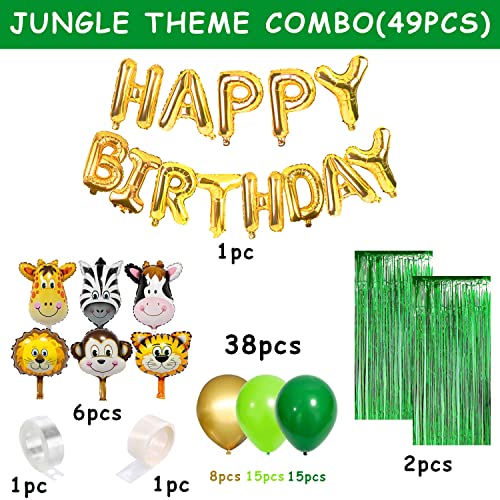 Image of Party Propz Jungle Theme Birthday Decoration Kit - 49Pcs Happy Birthday Decoration Kit Boys with Jungle Theme Birthday Banner, 2ft Animal Foil Balloons, Safari Theme birthday Decoration (Foil,Latex)