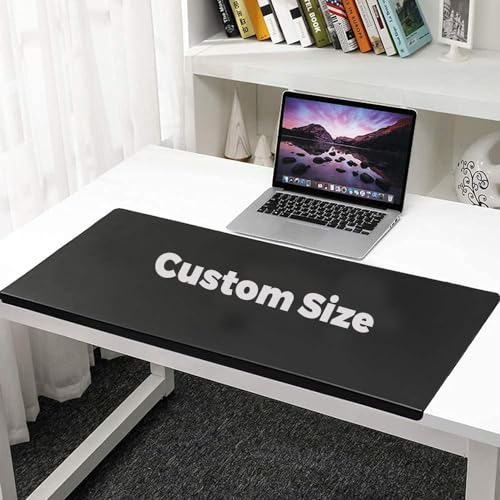 Office Desk Pad, Writing Mat with Full Grip Fixation Lip, Non-Slip PU Leather Table Blotter Desk Protector Gaming Mat Laptop Keyboard Working Mat, Waterproof Table Protective Pad (Black, Custom Size)