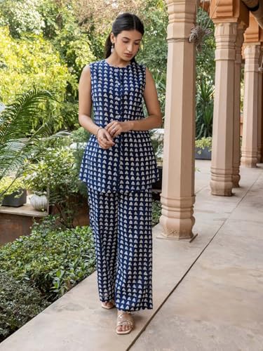 Image of Leriya Fashion Women's Rayon Kurta Sets| Co ord Set for Women Stylish | Sleeveless Printed Kurtis | Dress | Comfortable Outfit for Office Look | Daily Summer Travel & Festive Dress