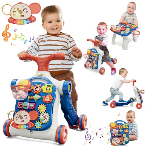 QDRAGON 5 in 1 Push Walkers for Baby Boys, Toddler Learning to Walk, Sit to Stand Walker, Early...