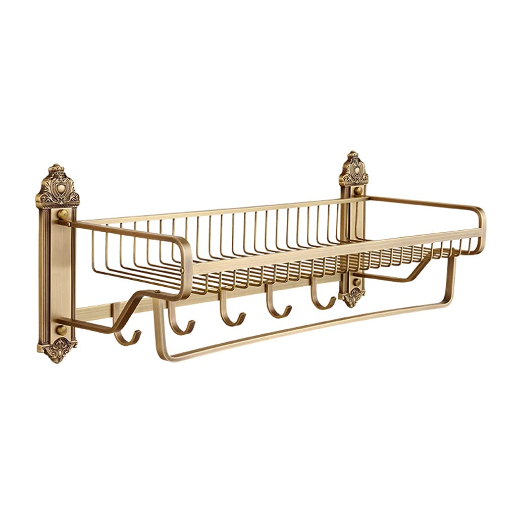 TOMYEUS Shower Caddy Bathroom Shelf Bathroom Shelf Wall Mounted Solid All Copper Antique Bathroom Shelf Organizer Shower for