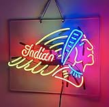 Indian's Motor Garage Neon Sign Light Real Glass Neon Bar Signs For Home Bar Pub Man Cave Shop Store Recreation Room Home Room Garage Wall Windows Display Handcraft Artwork 19x15