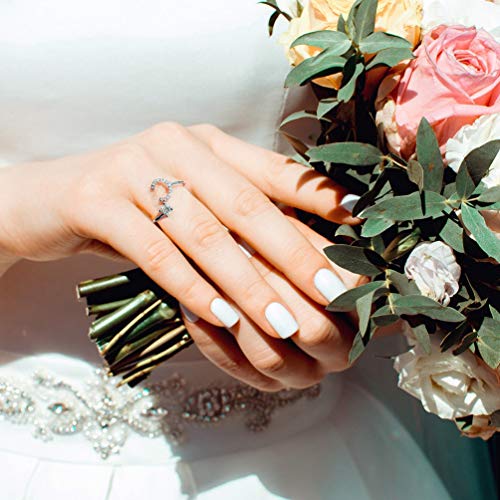 HUJUON Silver Initial Letter Ring for Women. Adjustable Crystal Alphabet Ring,Name Initials Stackable Knuckle Rings A-Z CZ Open Ring2