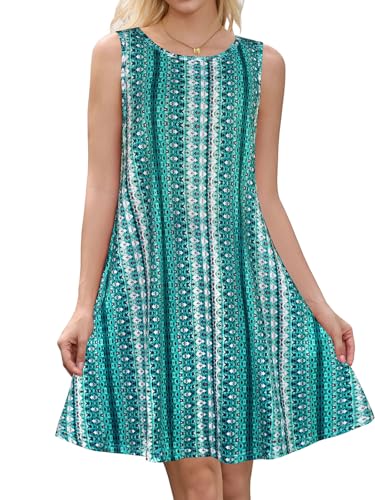 Image of Summer Dresses for Women Beach Boho Sleeveless Vintage Floral Flowy Pocket Tshirt Tank Sundresses 2026