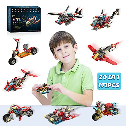STEM Activities for Kids Ages 5-7, Toy Building Sets DIY Construction Toys 20+ Models Building Toys Building Blocks Creative Birthday Gift for Boys Girls Age 6 7 8 9 10 11 12 (171 Pieces)