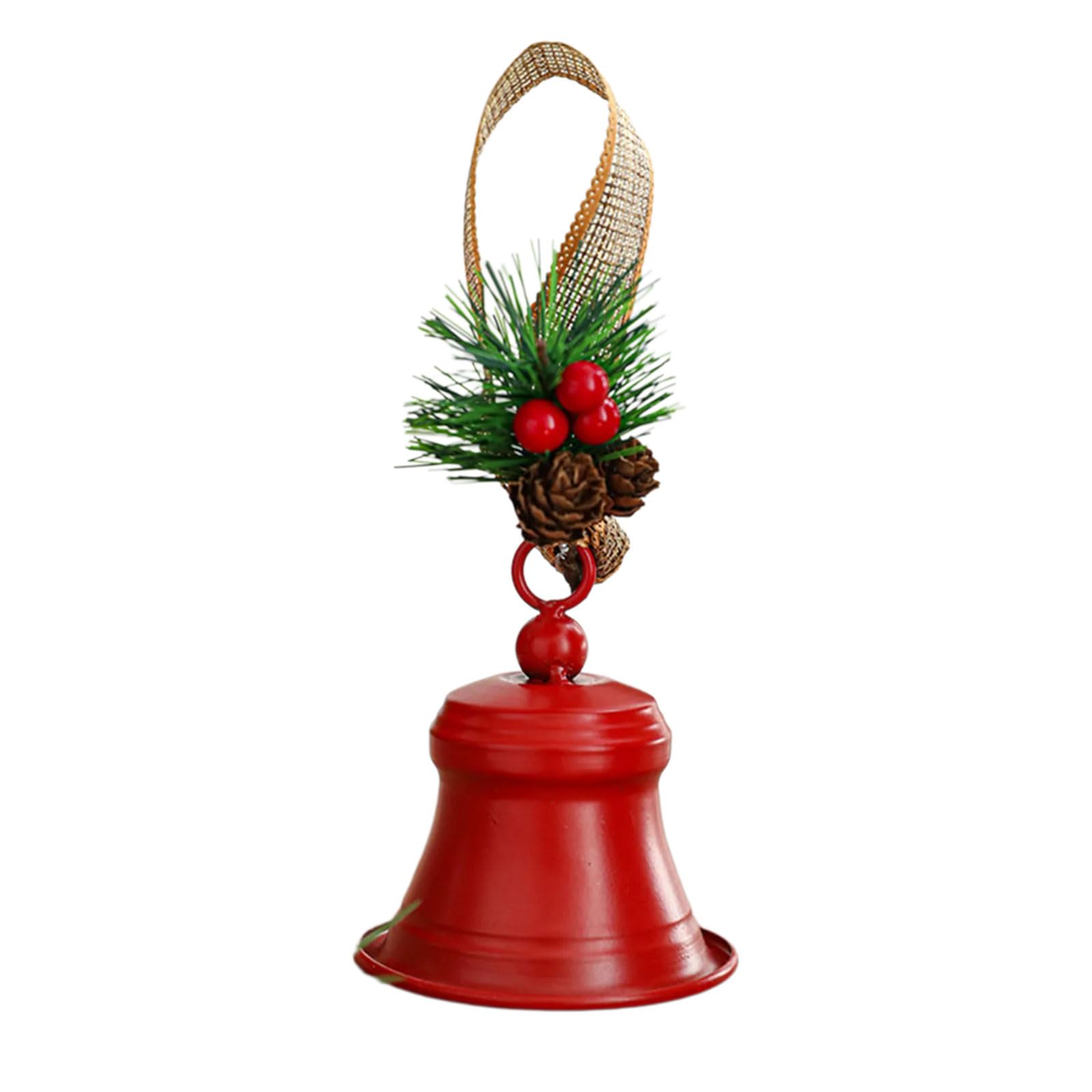Tsophreniq Holiday Metal Bells Ornament with Hanging Rope and Pine Cone Vintage Christmas Tree Pendant Door Hangers Decoration Hanging Bells for Christmas