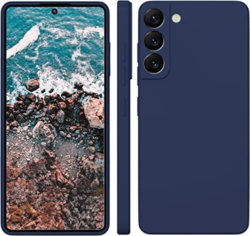 Image of DIZORO Liquid Silicone Case with Microfiber Coushioning Compatible for Samsung Galaxy S21 FE 5G Shockproof Slim Back Cover, Gel Rubber Full Body Protection - Blue