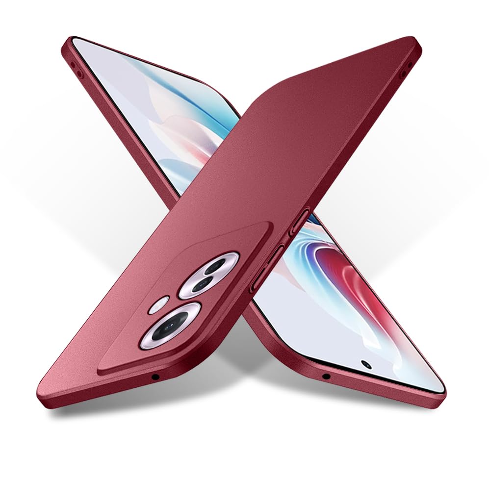 Bastmei Cover per Oppo Reno 11 F 5G, Ultraleggero Ultrasottile Antiscivolo AntiGraffio della Telecamera, PC Rigido Liscio Cover per Oppo Reno 11 F 5G (Vino Rosso)