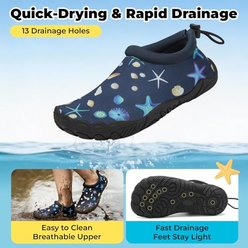 Image of Mishansha Kids Water Shoes Quick-Dry Wide Toe Box Non-Slip Barefoot Shoes Beach Pool Swim Shoes