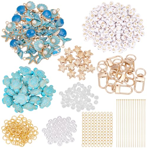 Kit de llaveros de conchas marinas SUNNYCLUE: manualidades completas sin piezas faltantes 8