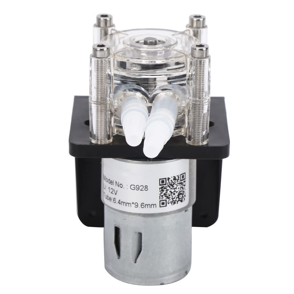 Bomba Peristáltica de Acero Inoxidable, 12V/24V DC, 500 ml/min, Cabezal Transparente PC, 3 Rodillos, con Bases y Conector, 12V