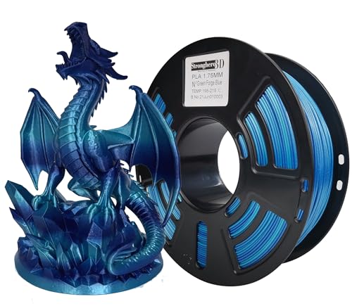 Stronghero3D PLA 3D Printer Filament 1.75mm,Silk Green and Galaxy Blue,1kg(2.2lbs) Accuracy +/-0.05mm for ender3 Cr10 Sovol