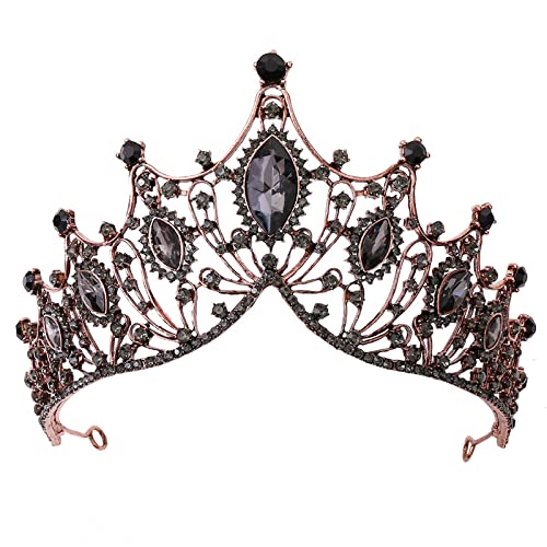 Barock Braut Kronen,Vintage Barock Krone, Gotische Krone Tiara,für Prom Pageant Geburtstagsfeier Braut Frauen Hochzeit (Grau) Cover