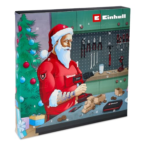 Original Einhell Adventskalender 2025 Werkzeug (37-tlg. Set mit Bit- und Ratschenzubehör, Schneid-/Messwerkzeugen, robusten Materialien, 1/4' kompatibel)