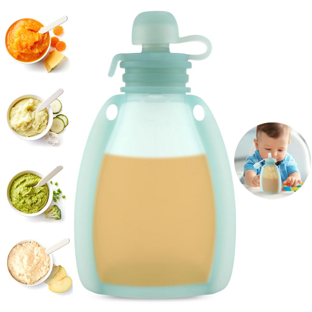 SNOWIE SOFT® 120ml Reusable Silicone Baby Food Pouch | With Nozzle and Dustproof Cap, Leakproof Design for Mess Free Traveling and Daycare Feeding Sessions-image-36