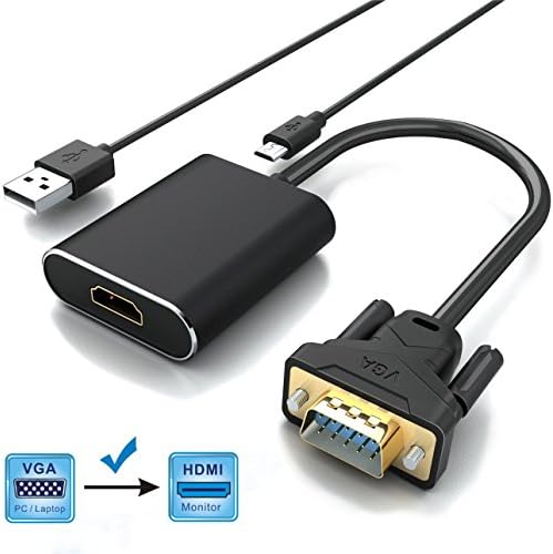 vilcome VGA to HDMI, Gold-Plated 1080P Full HD VGA to HDMI Audio Video Converter Adapter Cable with USB Cable Support HDTV for PC Laptop Display Computer Mac Projector and More