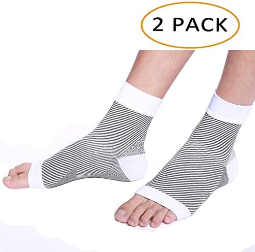 WONSROOYI Plantar Fasciitis Socks Foot Sleeve Compression Sock for Relief of Heel Spurs Arch Orthosleeve Splint Pain Foot Swelling Ankle Injuries (2 Pair) (L/XL, White)