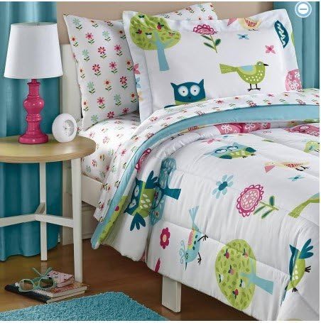 Dovedote 5 Piece Reversible Comforter and Matching Sheet Set for All Seasons, Twin, Woodland