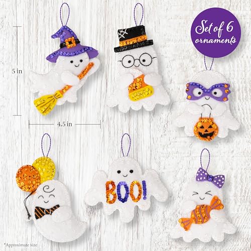 Image of Bucilla, Felt Applique 6 Piece Ornament Making Kit, Boo Buddies, Perfect for DIY Arts and Crafts