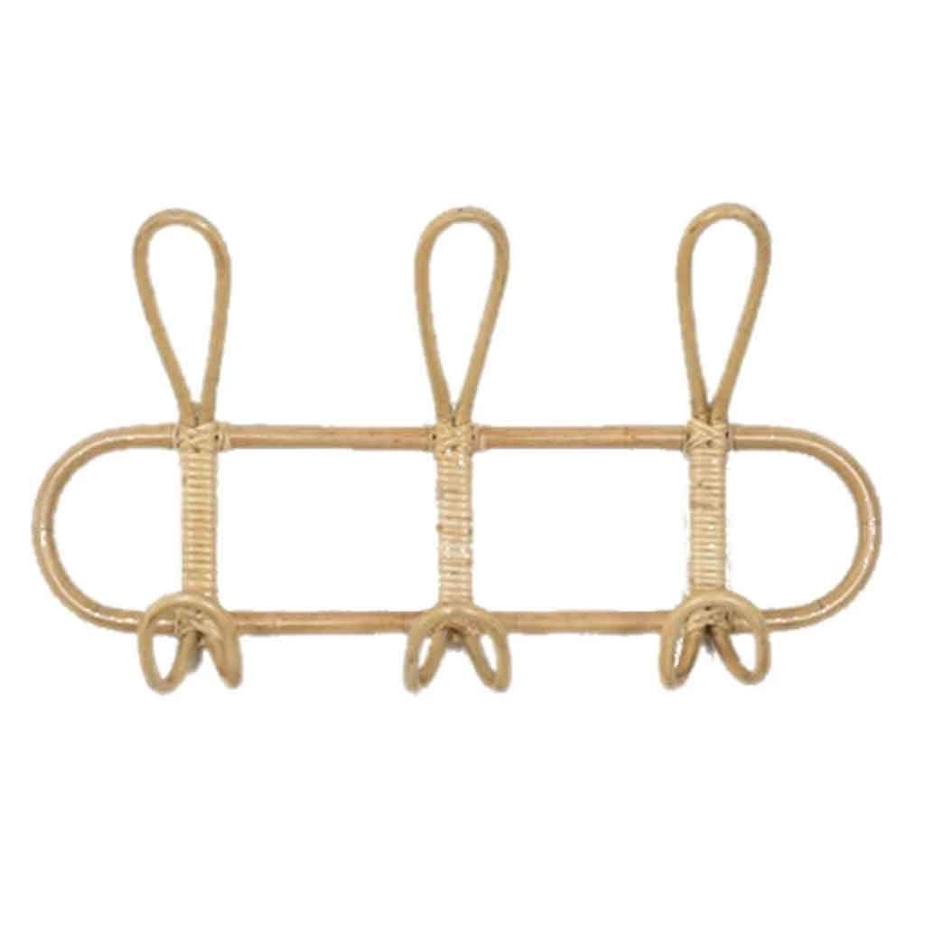 MOBYGKFY Rattan Wall Hooks Kids Garments Organizer Rack Clothes Hat Hanging Hook Rattan Hanger Kids Room Decor Hanger