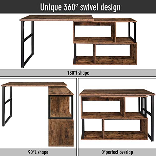 Tektalk Rotatable Corner Table Retro Desk Corner Computer Desk Pc Laptop Study Table Workstation Home Office #TOP1