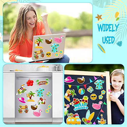 20Pcs Summer Beach Magnet Car Decorations Hello Summer Waterproof Refrigerator Magnet Stickers Tropical Hawaii Gnome Flamingo Fridge Magnet Decal Party Decorative Supplies For Cars Office Whiteboard #TOP5