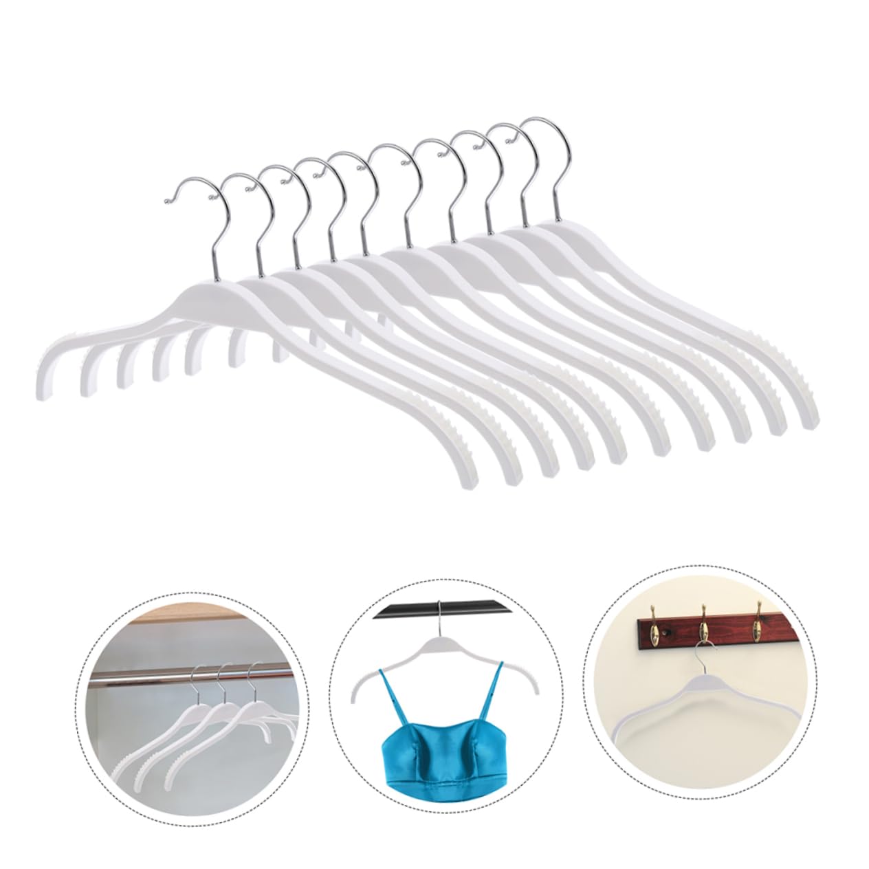 Grucce Antiscivolo Design Ergonomico, in Plastica Bianca, 12 Pezzi, Struttura Robusta, per Massimizzare lo Spazio Nell'armadio