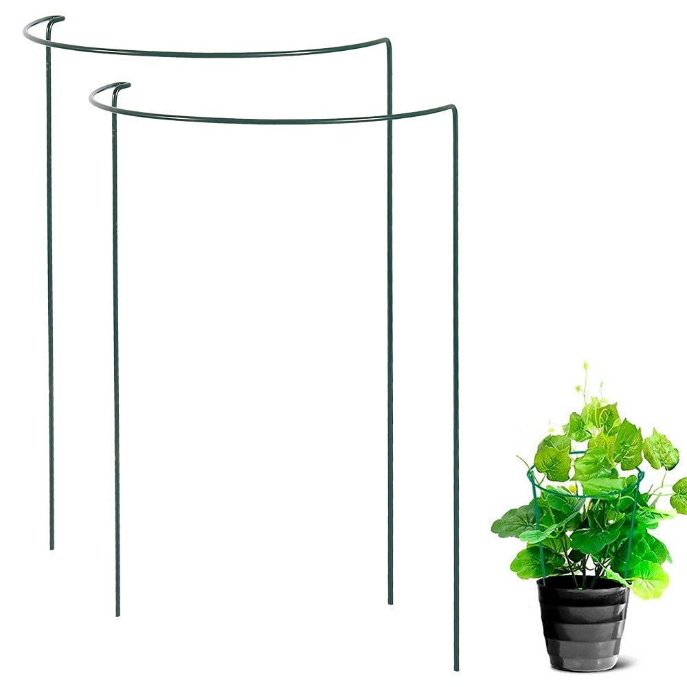6 Stück Halbrunde Metall-Pflanzenstützen, 21x35 Cm – Grün Beschichtet, Für Rosen, Tomaten, Pfingstrosen & Mehr