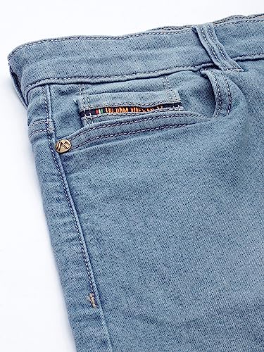 Image of The Indian Garage Co Men Slim Fit Two Toned Mid-Rise Denim Shorts
