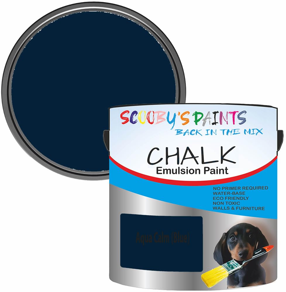 Scooby's Paints Chalk Emulsion Paint, Water-Based, No Primer Required, 250ml, For Walls and Furniture (Aqua Calm (Blue))
