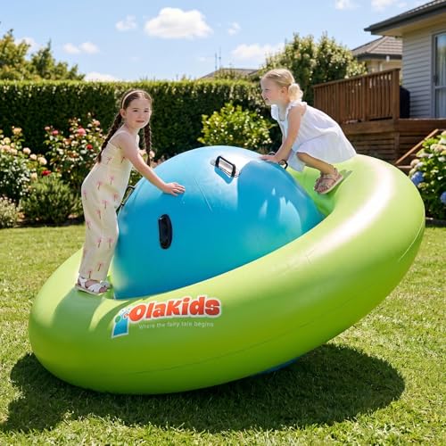 image for OLAKIDS 8FT Inflatable Dome Rocker Bouncer, Outdoor Kids Giant Roll an