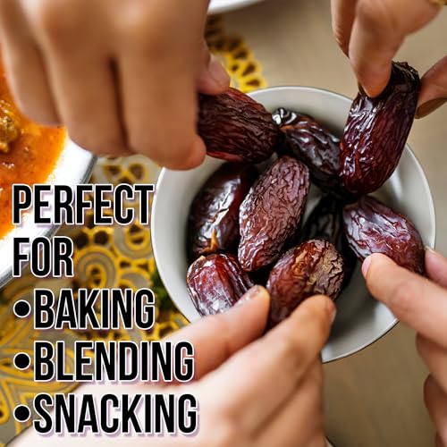 Medjool Premium Dates 16oz (1 lb) - Large Soft Dates - Natural Sweetener Snack - Non-GMO, No Added Sugar, Vegan, Kosher, Resealable Bag - Natural Energy Boost