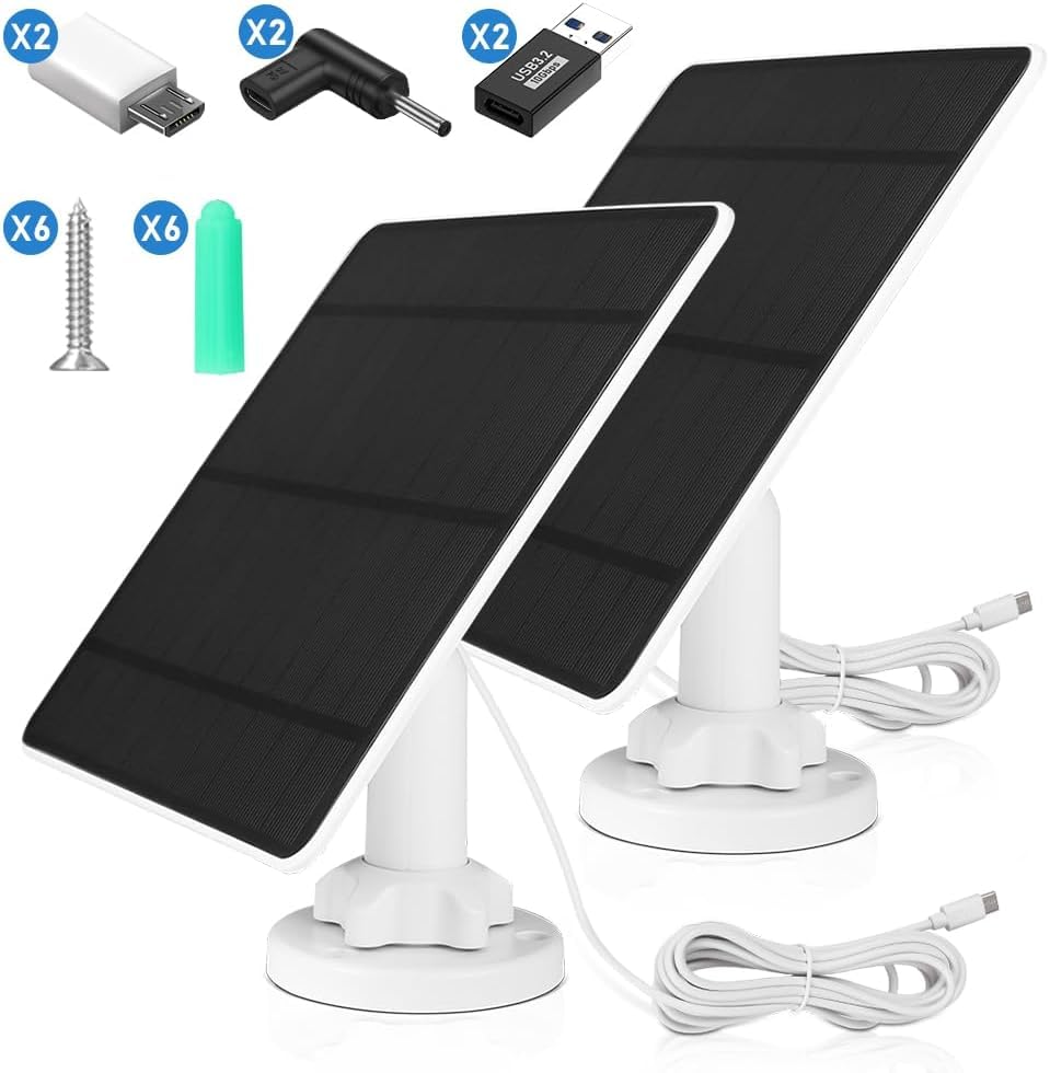 5W Solarpanel für Überwachungskamera Aussen Akku mit Micro-USB DC Type-C