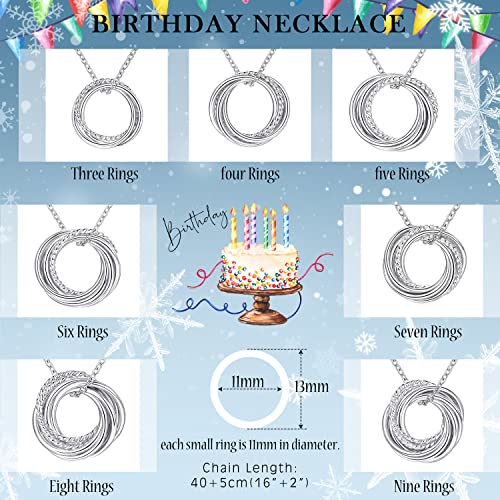 Annamate 60Th Birthday Gifts For Women 925 Sterling Silver 6 Circles Necklace For Her Six Decade Jewelry 60 Years Old Birthday Gift #TOP3