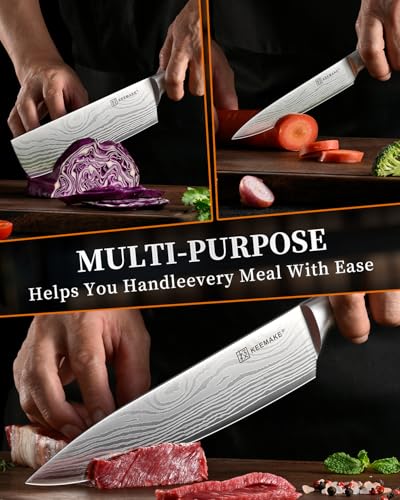 Image of KEEMAKE 3 Pieces Kitchen Knife Set, Professional Ultra Sharp Chef Knife Set