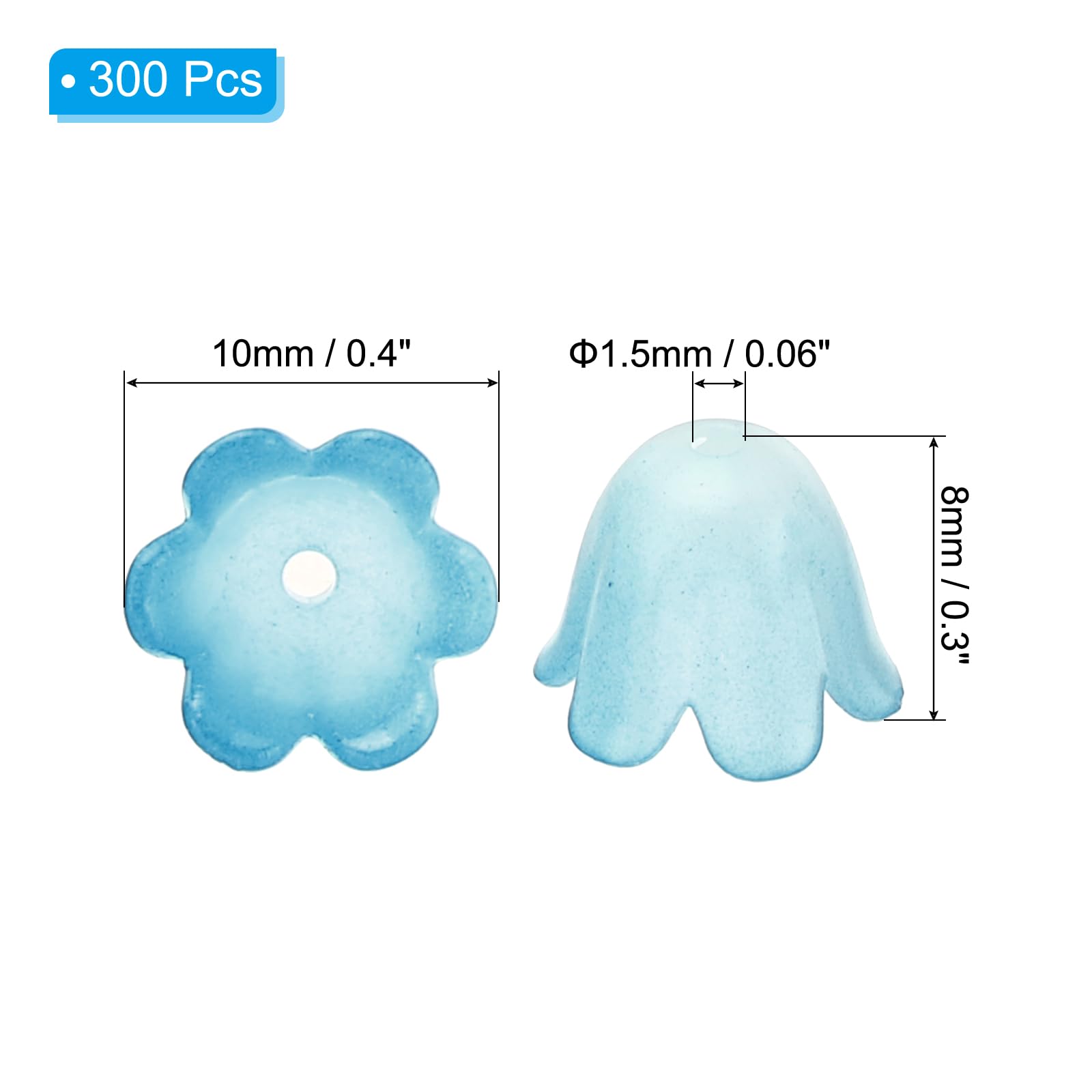 PATIKIL 0.3x0.4 Frosted Flower Beads, 300Pcs Acrylic Flower Bead Caps for Bracelets Earrings, Necklaces - Image 2