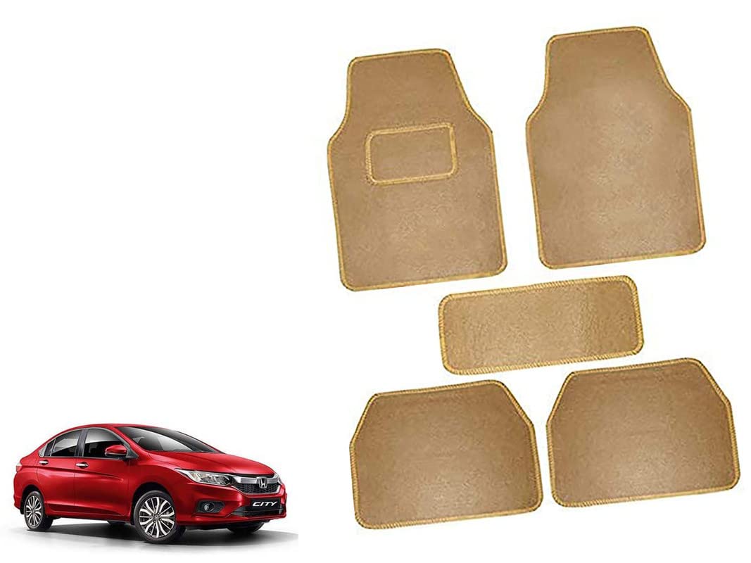 Auto Pearl Carpet Beige Car Floor/Foot Mats Compatible with City 2019 (Set of 5)