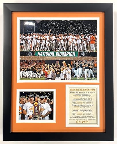 Tennessee Volunteers Baseball cadre photo Champions nationaux de la SCS 2024 30,5x38,1 cm