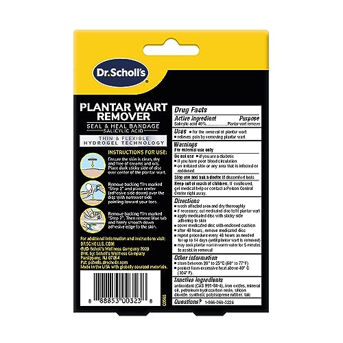 dr scholl39s clear away plantar wart remover hydrogel bandages for feet - clinically proven effective wart removal and cushioning pain relief comfortable multi-day coverage patches