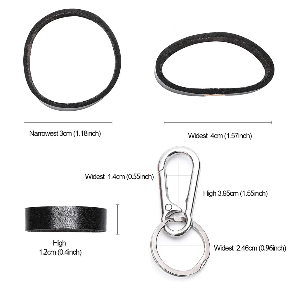 Rolarc 4 Pack Of Leather Belt Keepers + 1 Key Ring Belt Loop Buckle For Leather Craft Leather Belt Parts (Black)