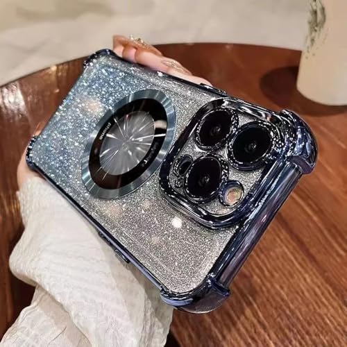 Coque iPhone 12 antichoc antichoc et magnétique en acrylique bleu clair avec protège-objectif