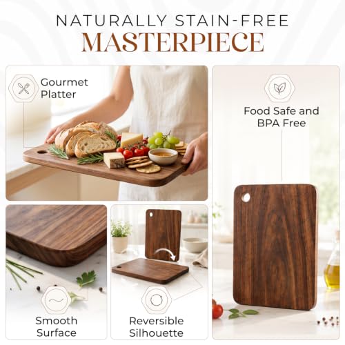 Image of EICHEN Premium Sheesham Wood Chopping Cutting Board for Kitchen Vegetables, Fruits & Cheese, BPA Free, Eco-Friendly, Anti-Microbial Durable and Easy to Clean (32 x 22cm)